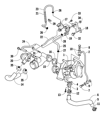 Parts Diagram for Arctic Cat 2004 T660 TURBO TRAIL SNOWMOBILE TURBOCHARGER ASSEMBLY