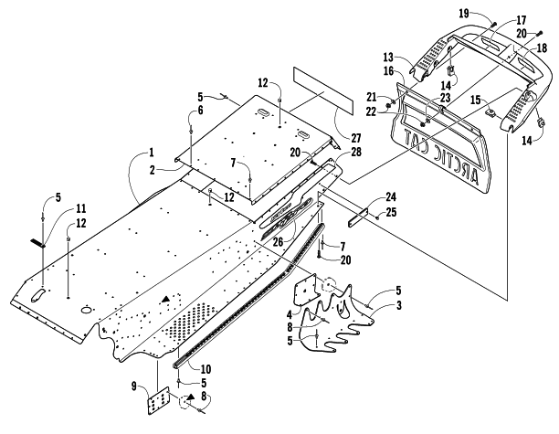 Parts Diagram for Arctic Cat 2004 ZR 900 SNO PRO SNOWMOBILE TUNNEL AND REAR BUMPER