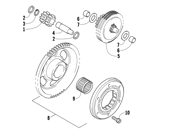 Parts Diagram for Arctic Cat 2007 400 DVX ATV STARTER CLUTCH ASSEMBLY