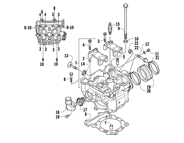 Parts Diagram for Arctic Cat 2008 400 DVX ATV CYLINDER HEAD ASSEMBLY
