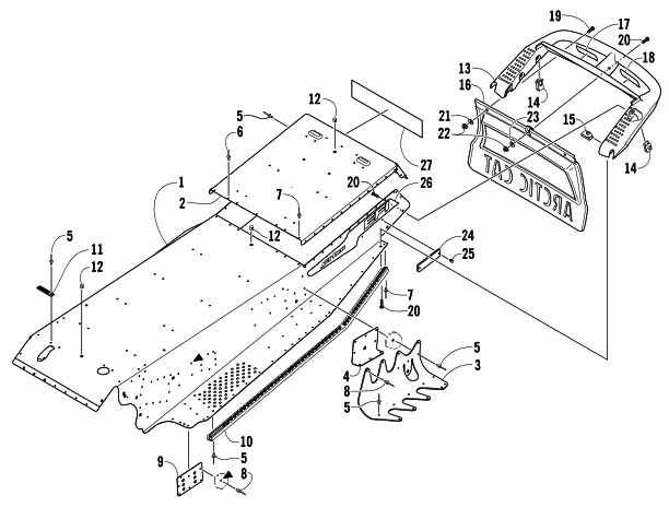 Parts Diagram for Arctic Cat 2004 ZR 900 EFI SNOWMOBILE TUNNEL AND REAR BUMPER