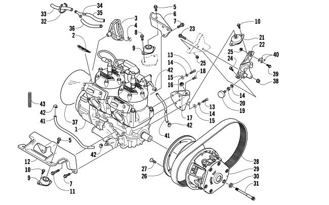 Parts Diagram for Arctic Cat 2004 ZR 900 EFI SNO PRO SNOWMOBILE ENGINE AND RELATED PARTS