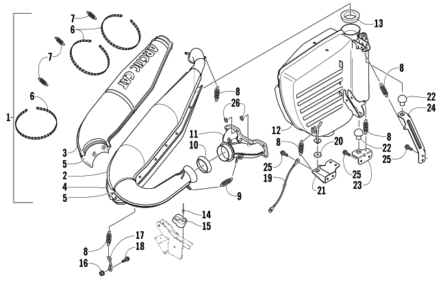 Parts Diagram for Arctic Cat 2004 ZR 900 EFI SNO PRO SNOWMOBILE EXHAUST ASSEMBLY