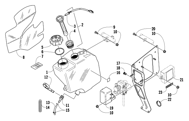 Parts Diagram for Arctic Cat 2004 ZR 900 EFI SNOWMOBILE OIL TANK ASSEMBLY