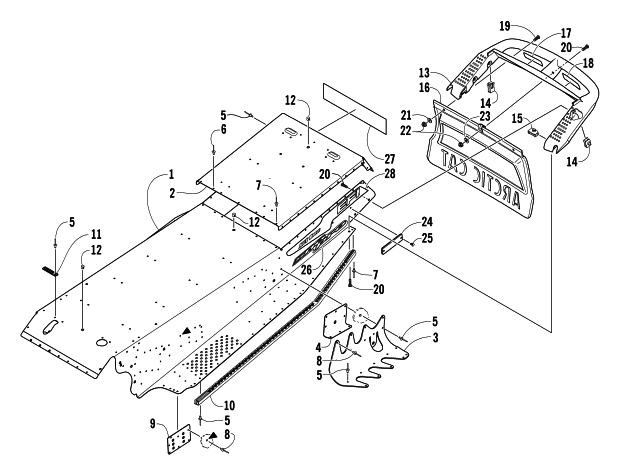 Parts Diagram for Arctic Cat 2004 ZR 900 EFI SNO PRO SNOWMOBILE TUNNEL AND REAR BUMPER