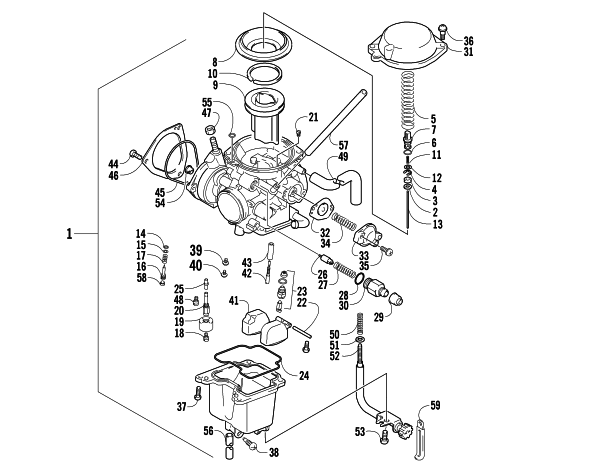 Parts Diagram for Arctic Cat 2004 400 DVX ATV CARBURETOR ASSEMBLY