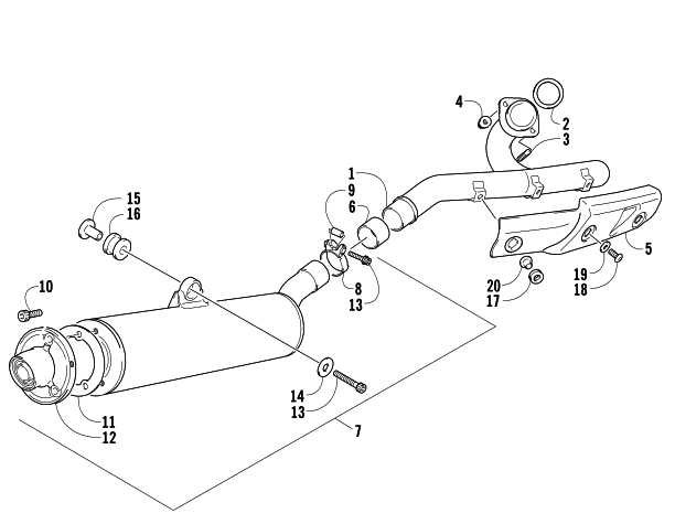 Parts Diagram for Arctic Cat 2007 400 DVX ATV EXHAUST ASSEMBLY