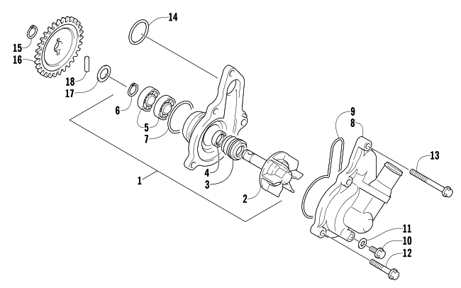 Parts Diagram for Arctic Cat 2004 400 DVX ATV WATER PUMP ASSEMBLY