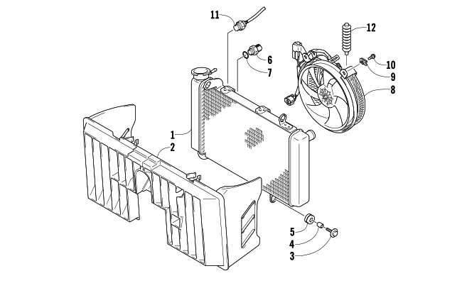 Parts Diagram for Arctic Cat 2007 400 DVX LIMITED EDITION ATV RADIATOR ASSEMBLY