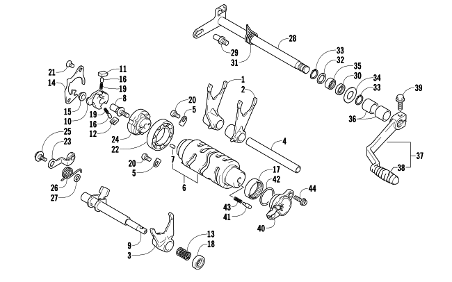 Parts Diagram for Arctic Cat 2007 400 DVX LIMITED EDITION ATV GEAR SHIFTING ASSEMBLY