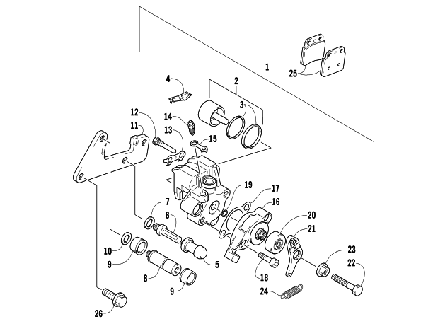 Parts Diagram for Arctic Cat 2007 400 DVX LIMITED EDITION ATV REAR BRAKE ASSEMBLY