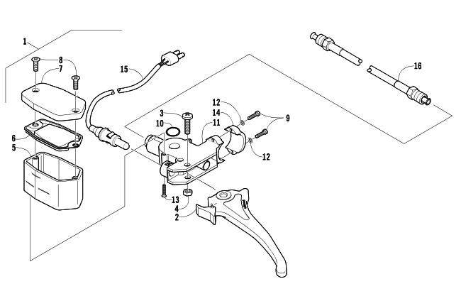Parts Diagram for Arctic Cat 2006 AC 440 SNO PRO MODIFIED RACE SLED SNOWMOBILE HYDRAULIC BRAKE CONTROL ASSEMBLY