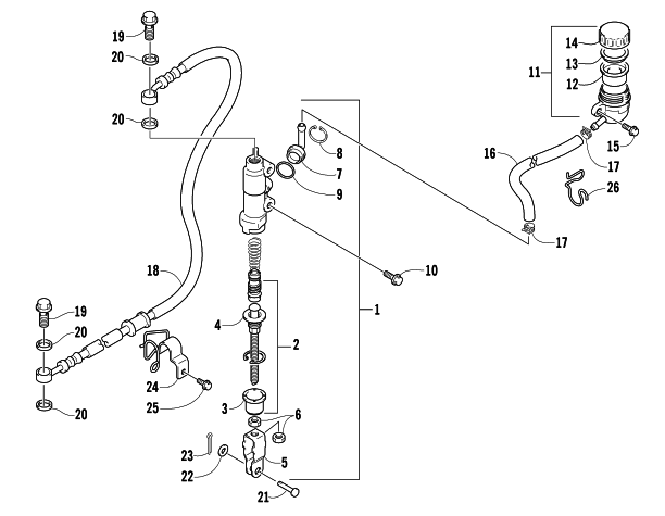 Parts Diagram for Arctic Cat 2007 400 DVX LIMITED EDITION ATV REAR MASTER CYLINDER ASSEMBLY