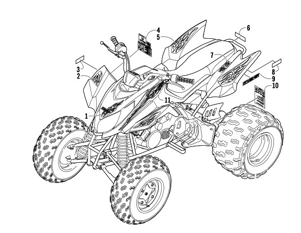 Parts Diagram for Arctic Cat 2004 400 DVX ATV DECALS