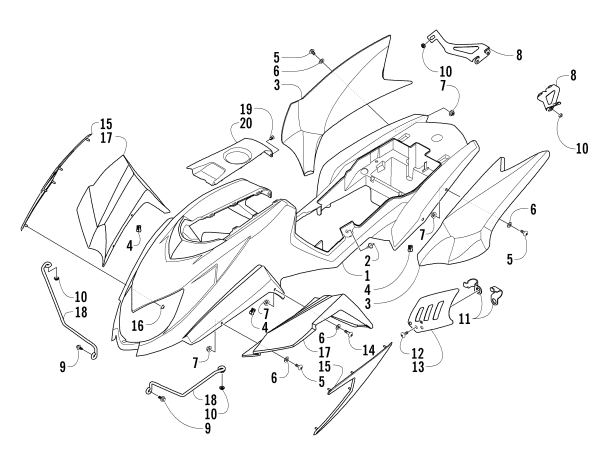 Parts Diagram for Arctic Cat 2004 400 DVX ATV BODY PANEL ASSEMBLY