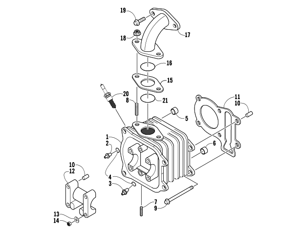 Parts Diagram for Arctic Cat 2005 90 Y-12 YOUTH ATV CYLINDER HEAD ASSEMBLY