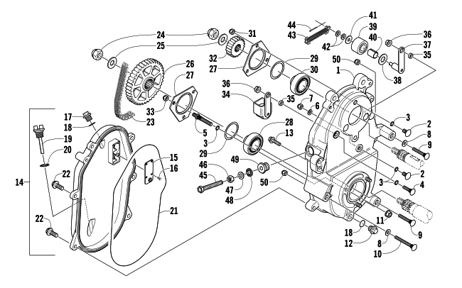 Parts Diagram for Arctic Cat 2005 KING CAT 900 EFI EARLY BUILD SNOWMOBILE DRIVE/DROPCASE ASSEMBLY