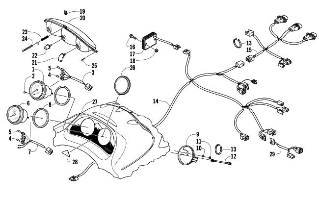 Parts Diagram for Arctic Cat 2005 KING CAT 900 EFI EARLY BUILD SNOWMOBILE HEADLIGHT, INSTRUMENTS, AND WIRING ASSEMBLIES