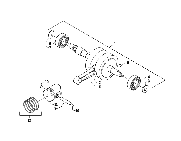 Parts Diagram for Arctic Cat 2004 90 Y-12 YOUTH 4-STROKE ATV CRANKSHAFT ASSEMBLY