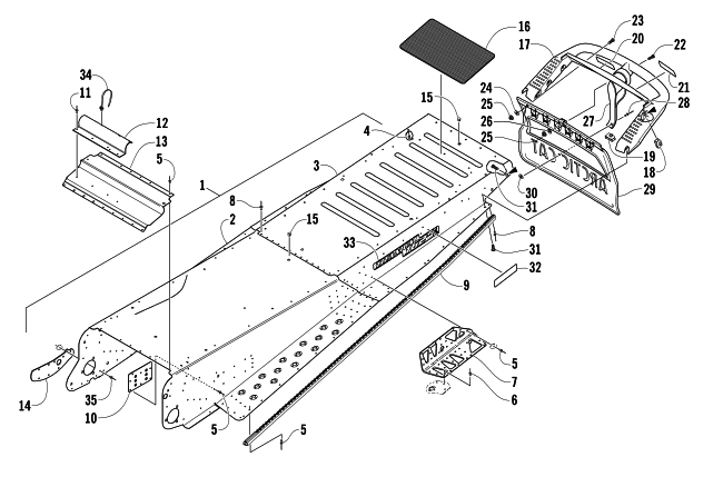 Parts Diagram for Arctic Cat 2005 KING CAT 900 EFI EARLY BUILD SNOWMOBILE TUNNEL AND REAR BUMPER