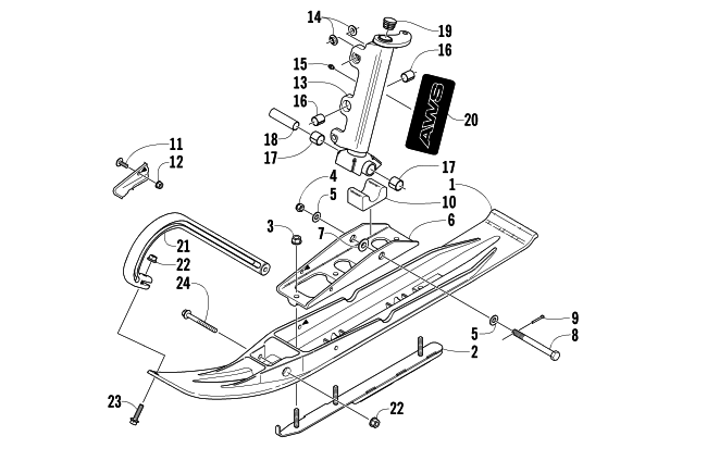 Parts Diagram for Arctic Cat 2005 T660 TURBO SNOWMOBILE SKI AND SPINDLE ASSEMBLY
