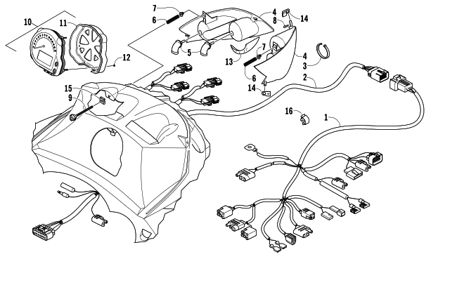 Parts Diagram for Arctic Cat 2005 T660 TURBO ST EFI EARLY BUILD SNOWMOBILE HEADLIGHT, INSTRUMENTS, AND WIRING ASSEMBLIES