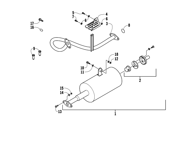 Parts Diagram for Arctic Cat 2004 90 Y-12 YOUTH 4-STROKE ATV EXHAUST ASSEMBLY