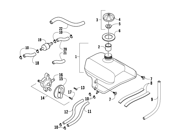 Parts Diagram for Arctic Cat 2004 90 Y-12 YOUTH 4-STROKE ATV GAS TANK ASSEMBLY