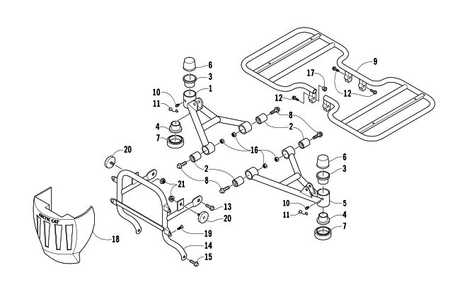 Parts Diagram for Arctic Cat 2004 90 Y-12 YOUTH 4-STROKE ATV A-ARM, FLOOR PANEL, AND BUMPER ASSEMBLY