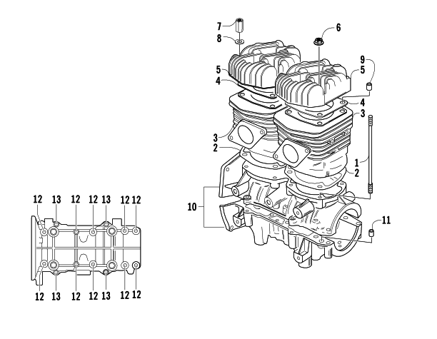 Parts Diagram for Arctic Cat 2007 Z 370 LX SNOWMOBILE CRANKCASE AND CYLINDER