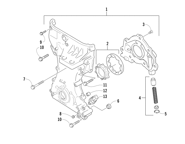 Parts Diagram for Arctic Cat 2007 BEARCAT WIDE TRACK TURBO SNOWMOBILE TIMING CHAIN COVER/OIL PUMP ASSEMBLY