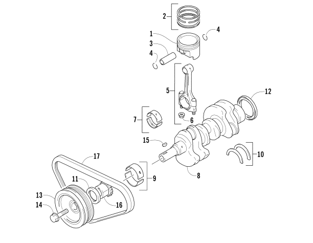 Parts Diagram for Arctic Cat 2007 T660 TURBO TOURING SNOWMOBILE CRANKSHAFT ASSEMBLY