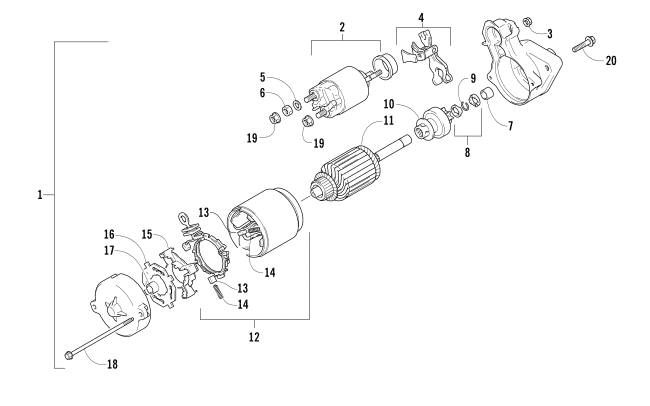 Parts Diagram for Arctic Cat 2006 BEARCAT WIDE TRACK SNOWMOBILE STARTER MOTOR ASSEMBLY