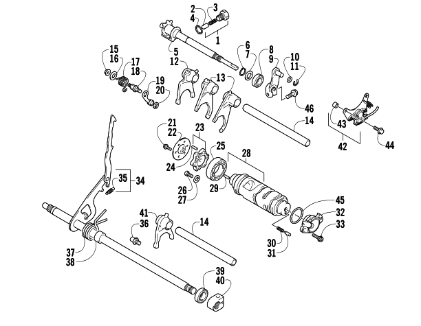 Parts Diagram for Arctic Cat 2008 500 MANUAL TRANSMISSION 4X4 FIS ATV GEAR SHIFTING ASSEMBLY