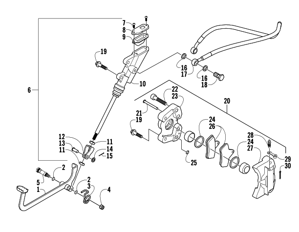 Parts Diagram for Arctic Cat 2004 400 MANUAL TRANSMISSION 2X4 FIS ATV AUXILIARY BRAKE ASSEMBLY