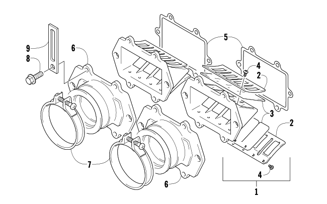 Parts Diagram for Arctic Cat 2004 FIRECAT 700 EFI SNOWMOBILE REED VALVE ASSEMBLY