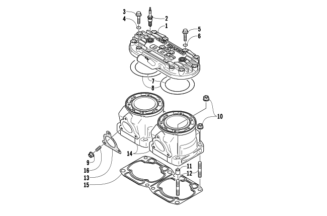 Parts Diagram for Arctic Cat 2012 ARCTIC CAT SNO PRO 500 SNOWMOBILE CYLINDER AND HEAD ASSEMBLY