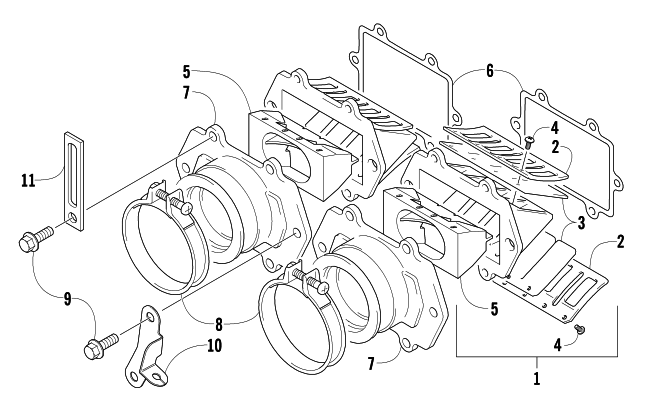 Parts Diagram for Arctic Cat 2004 FIRECAT 500 SNO PRO 1.375 SNOWMOBILE REED VALVE ASSEMBLY