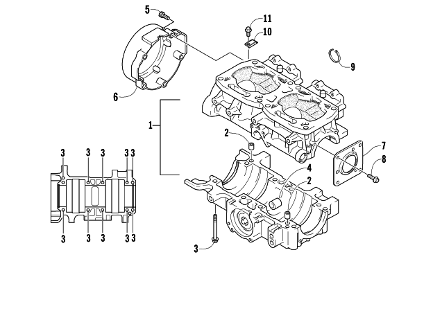 Parts Diagram for Arctic Cat 2005 KING CAT 900 EFI SNOWMOBILE CRANKCASE ASSEMBLY