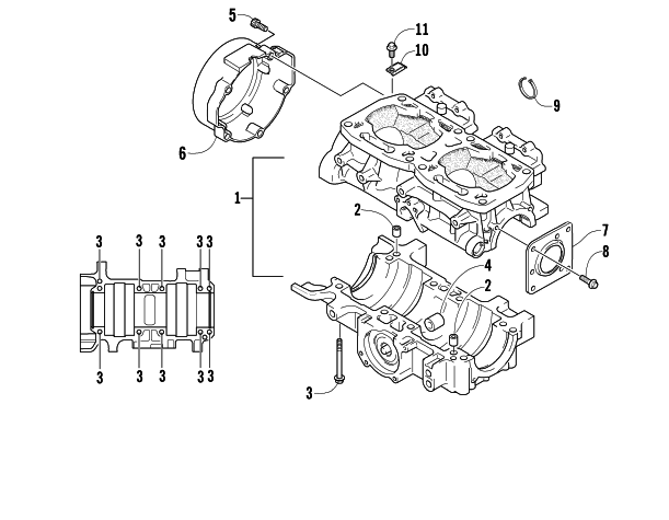 Parts Diagram for Arctic Cat 2005 KING CAT 900 EFI EARLY BUILD SNOWMOBILE CRANKCASE ASSEMBLY