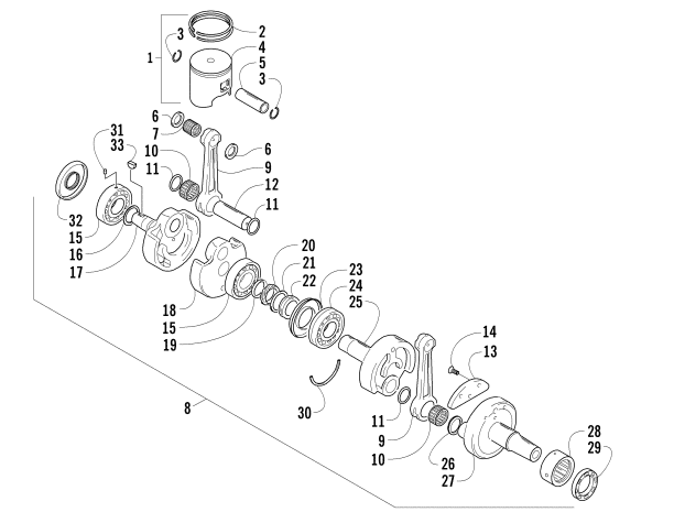 Parts Diagram for Arctic Cat 2015 LYNX 2000 LT SNOWMOBILE PISTON AND CRANKSHAFT