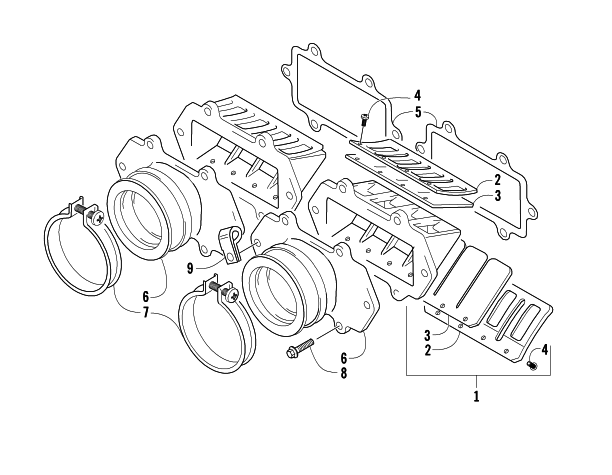 Parts Diagram for Arctic Cat 2005 ZR 900 SNOWMOBILE REED VALVE ASSEMBLY