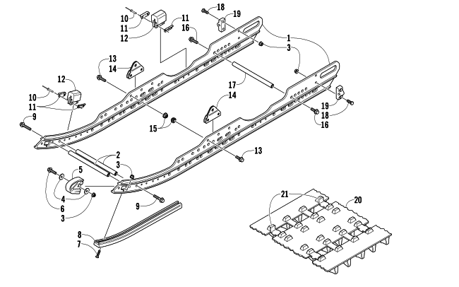 Parts Diagram for Arctic Cat 2005 Z 570 SNOWMOBILE SLIDE RAIL AND TRACK ASSEMBLY