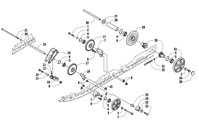 Parts Diagram for Arctic Cat 2005 Z 370 SNOWMOBILE IDLER WHEEL ASSEMBLY