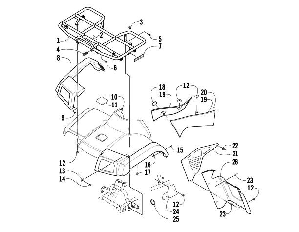 Parts Diagram for Arctic Cat 2005 300 ATV FRONT BODY PANEL ASSEMBLY