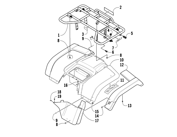 Parts Diagram for Arctic Cat 2005 300 ATV REAR BODY PANEL ASSEMBLY