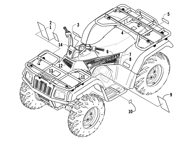 Parts Diagram for Arctic Cat 2005 300 ATV DECALS