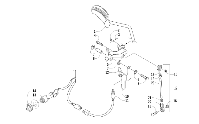 Parts Diagram for Arctic Cat 2008 BEARCAT 570 LONG TRACK SNOWMOBILE REVERSE SHIFT LEVER ASSEMBLY