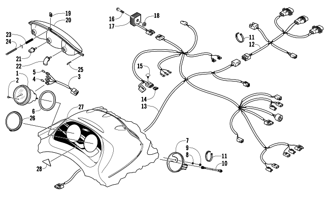 Parts Diagram for Arctic Cat 2005 Z 440 LX SNOWMOBILE HEADLIGHT, INSTRUMENTS, AND WIRING ASSEMBLIES