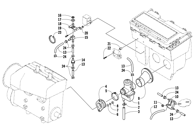 Parts Diagram for Arctic Cat 2005 Z 440 LX SNOWMOBILE CARBURETOR AND FUEL PUMP ASSEMBLY